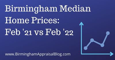 Birmingham Median Home Prices Feb 21 vs Feb 22